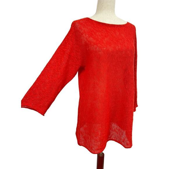 Mimi and Coco Open Knit Tunic Sweater Women’s Sz M/L (see Measurements) Orange - Picture 5 of 6